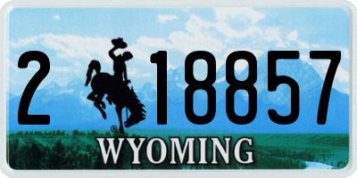 WY license plate 218857