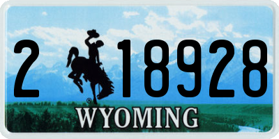 WY license plate 218928