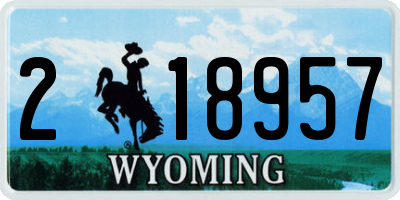 WY license plate 218957