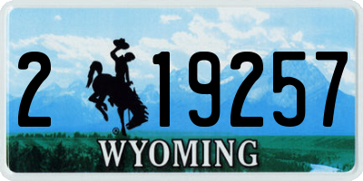 WY license plate 219257