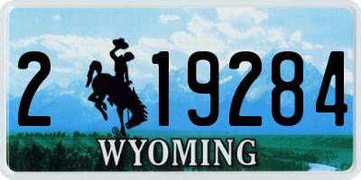 WY license plate 219284