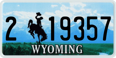 WY license plate 219357