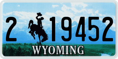 WY license plate 219452