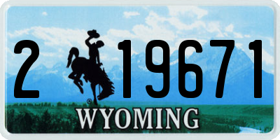 WY license plate 219671