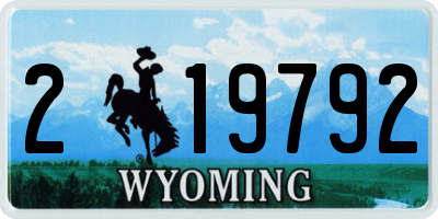 WY license plate 219792