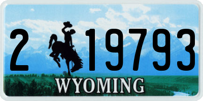 WY license plate 219793