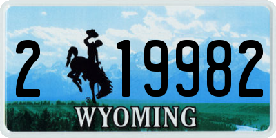 WY license plate 219982