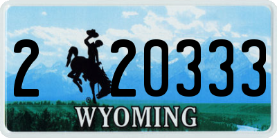 WY license plate 220333