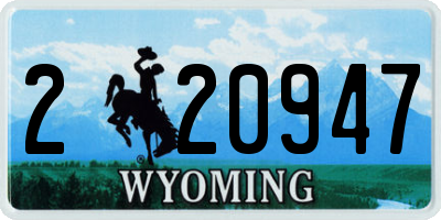 WY license plate 220947