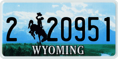 WY license plate 220951