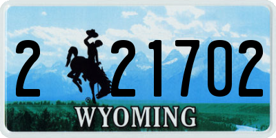 WY license plate 221702