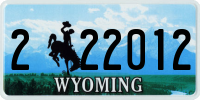 WY license plate 222012