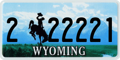 WY license plate 222221