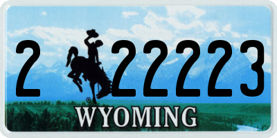 WY license plate 222223