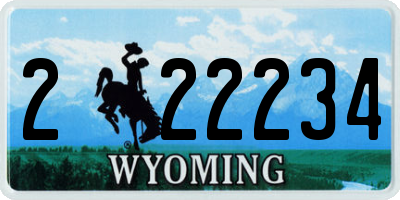 WY license plate 222234