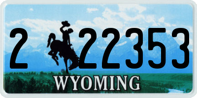 WY license plate 222353
