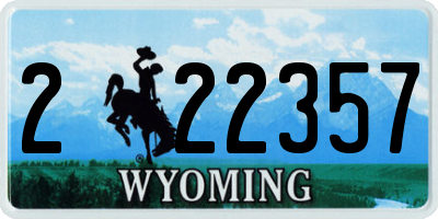 WY license plate 222357