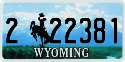 WY license plate 222381