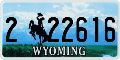 WY license plate 222616