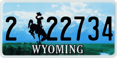 WY license plate 222734