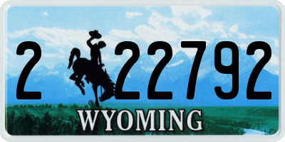 WY license plate 222792