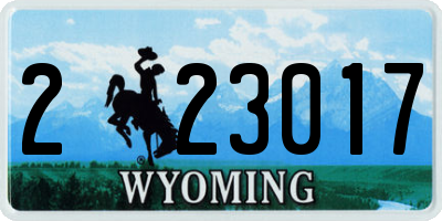 WY license plate 223017