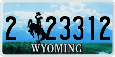 WY license plate 223312