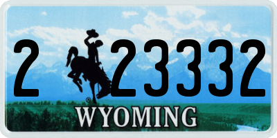 WY license plate 223332