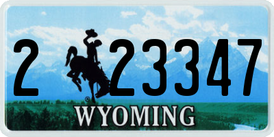 WY license plate 223347