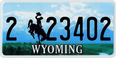 WY license plate 223402