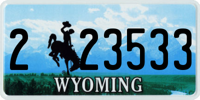 WY license plate 223533