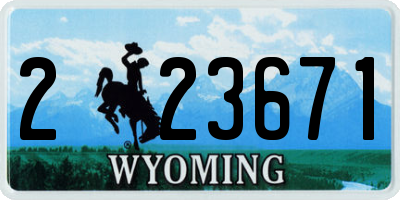 WY license plate 223671