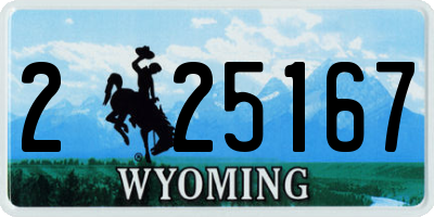WY license plate 225167