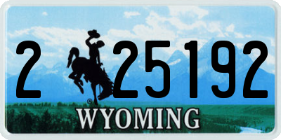 WY license plate 225192