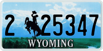WY license plate 225347