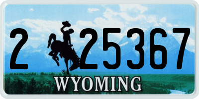 WY license plate 225367