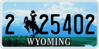 WY license plate 225402