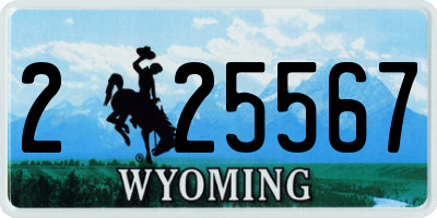 WY license plate 225567