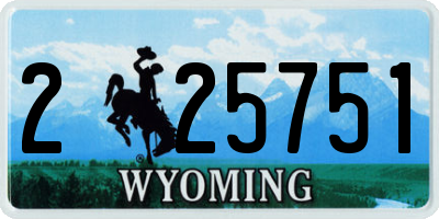 WY license plate 225751