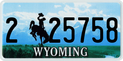 WY license plate 225758