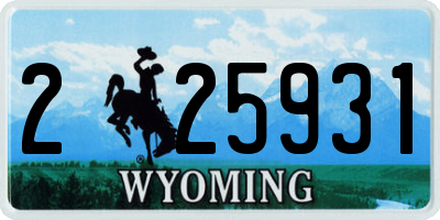 WY license plate 225931