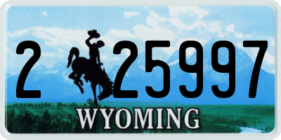 WY license plate 225997