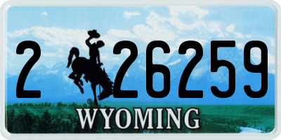 WY license plate 226259