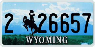 WY license plate 226657