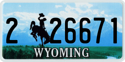 WY license plate 226671