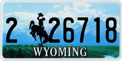 WY license plate 226718