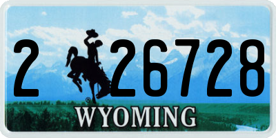WY license plate 226728