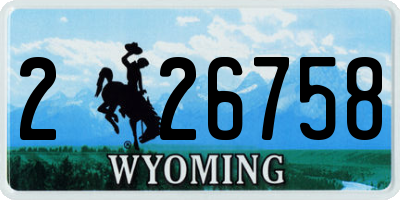 WY license plate 226758