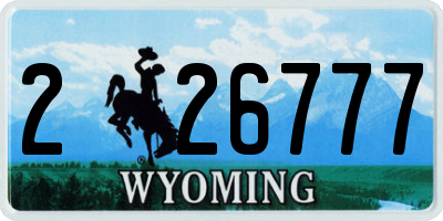 WY license plate 226777