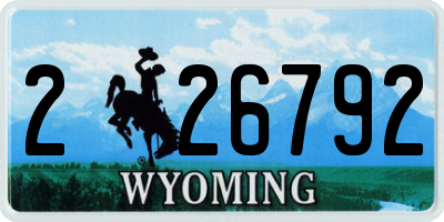 WY license plate 226792